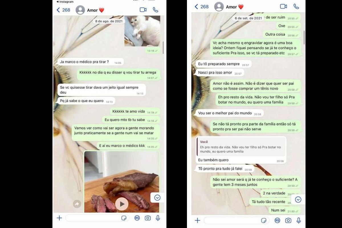 Prints de conversa entre Karoline Lima e Éder Militão