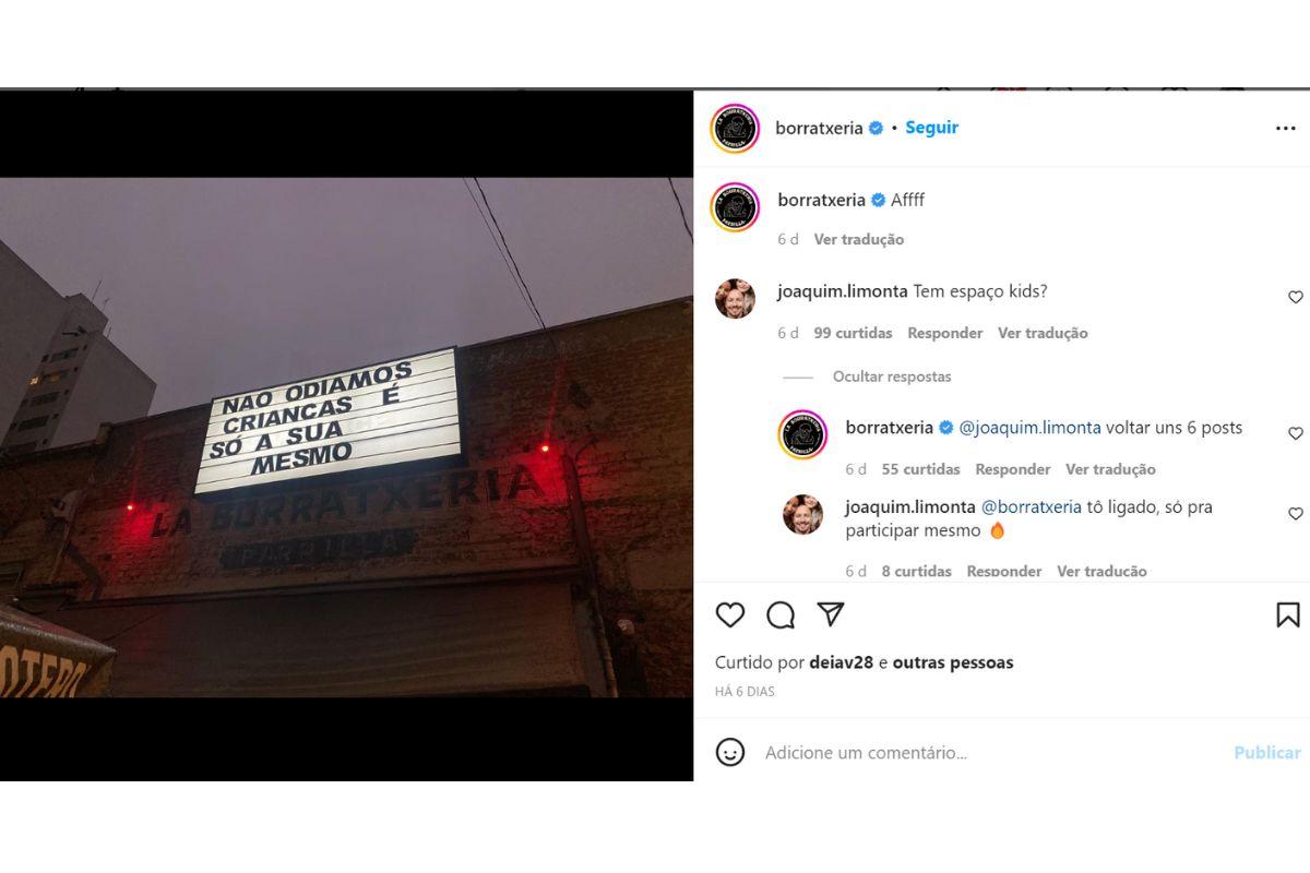 "Não odiamos crianças, é só a sua mesmo": placa instalada na fachada de bar causa polêmica