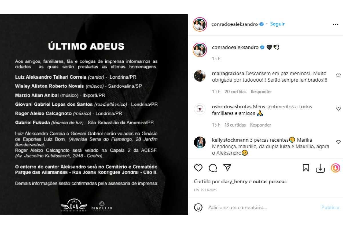 Aleksandro não resistiu após um acidente de ônibus