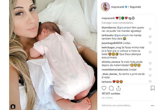 Mayra posta foto da filha dormindo (Foto: Reprodução/ Instagram @mayracardi)
