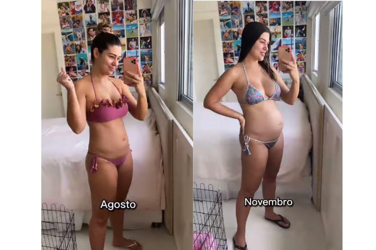 Vivian Amorim mostra a evolução da gestação de Malu