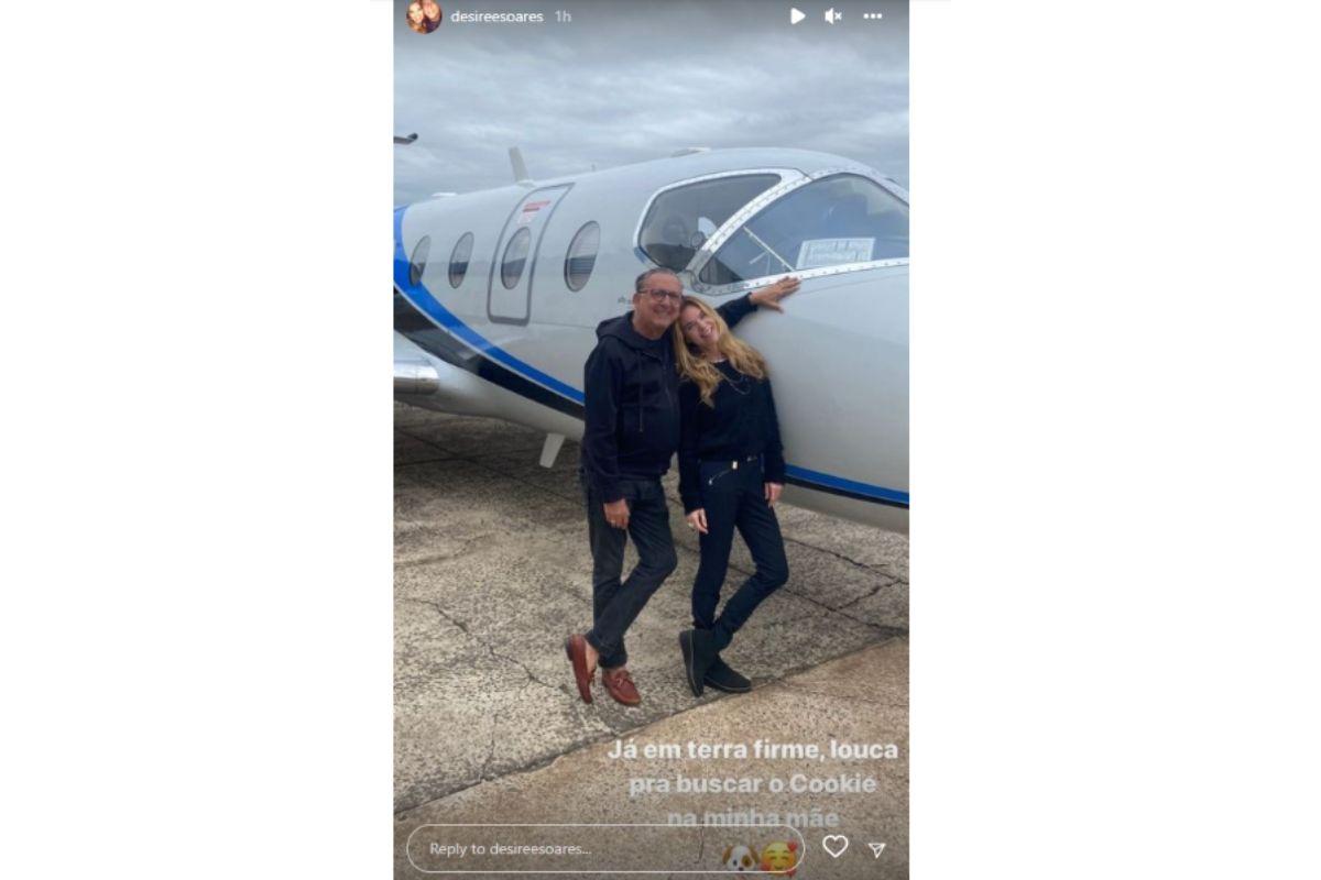 Galvão Bueno e esposa