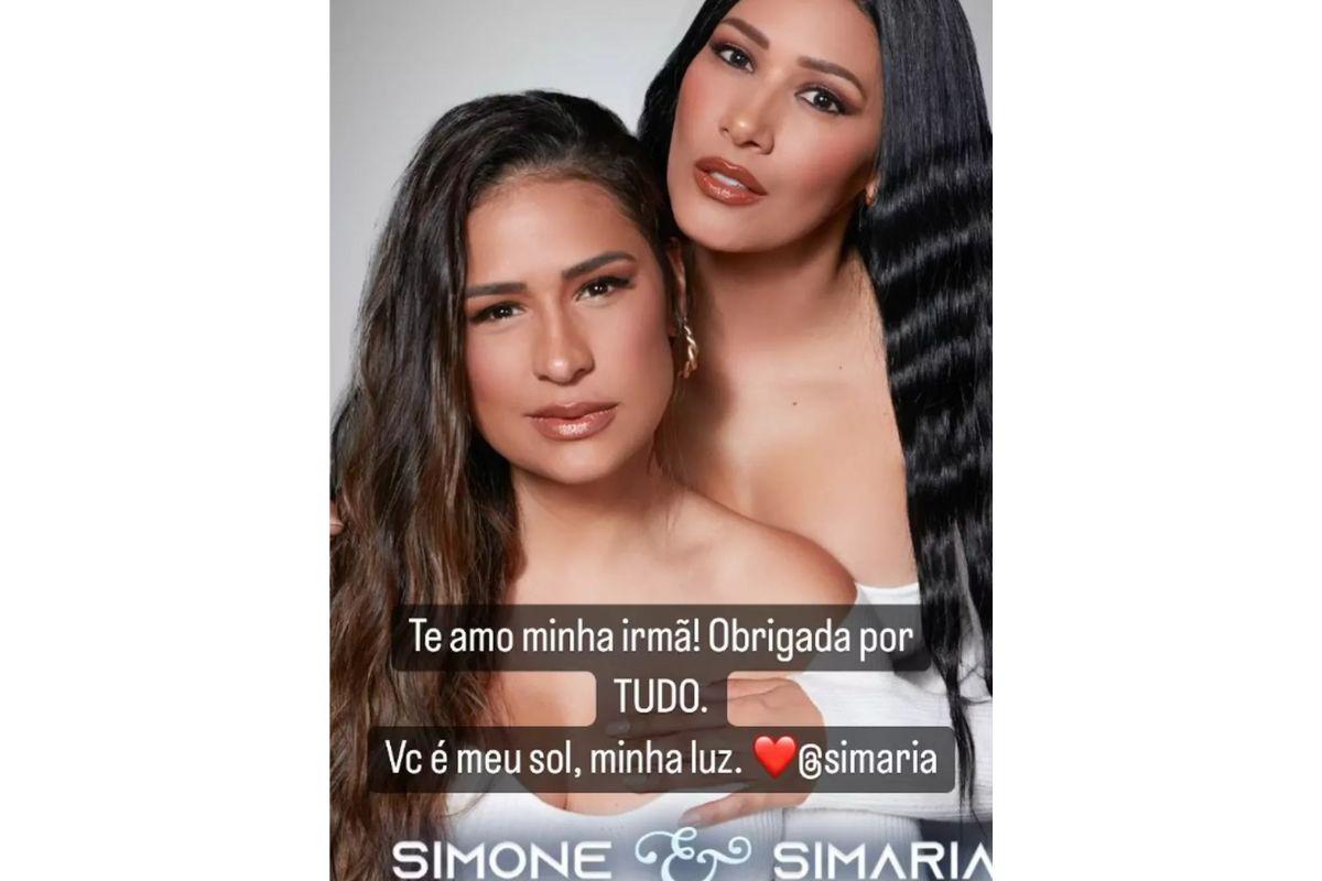 Simone prestou uma homenagem a Simaria nas redes sociais