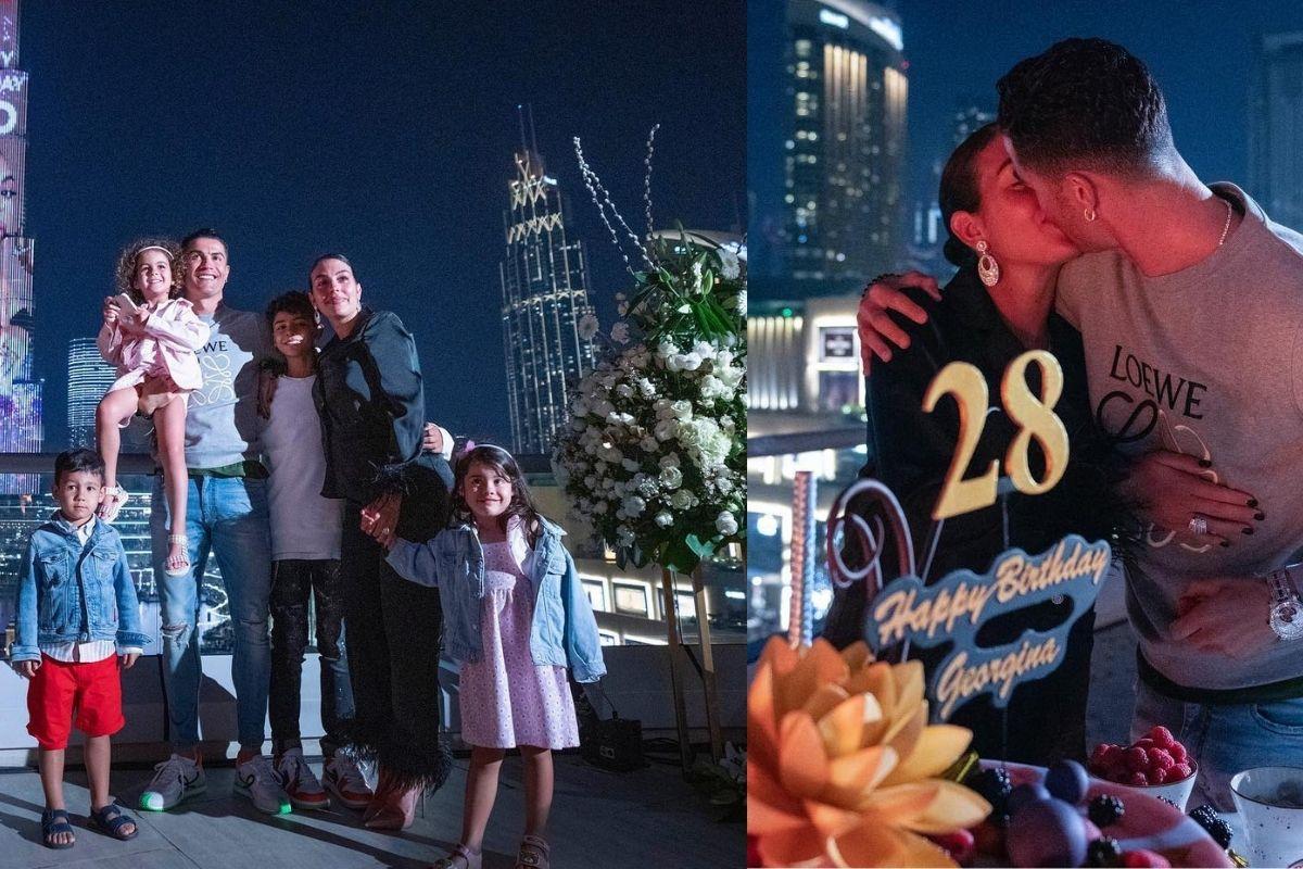 Georgina, Cristiano e os filhos em Dubai, celebrando o aniversário da modelo