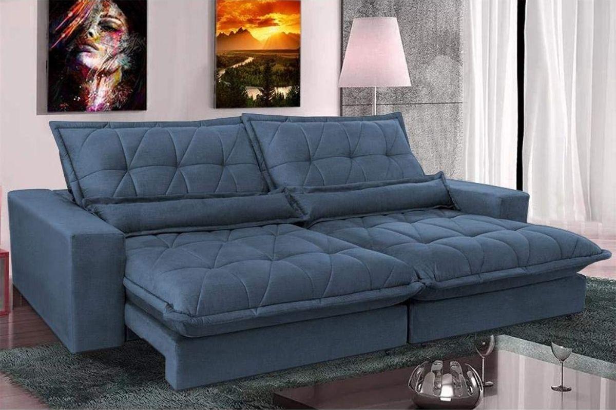 Sofá Retrátil e Reclinável com Molas Ensacadas Soft, Cama Inbox