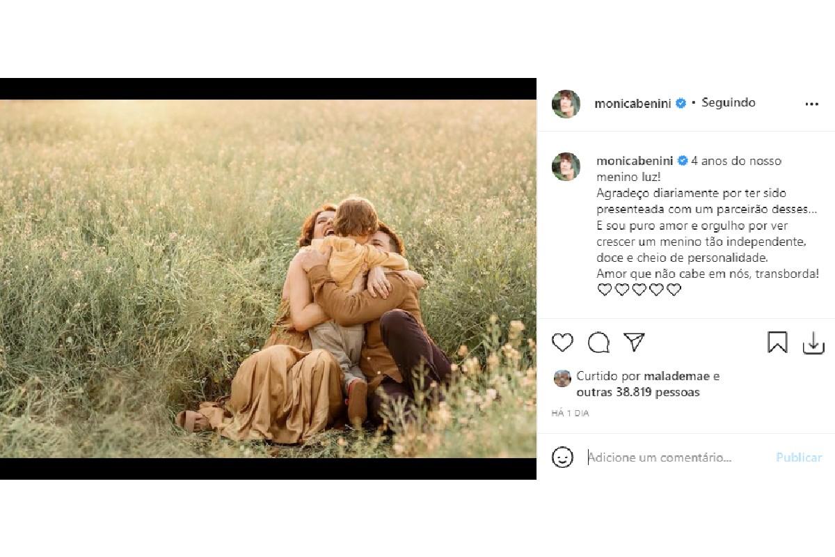 Monica Benini fez uma homenagem de aniversário para filho