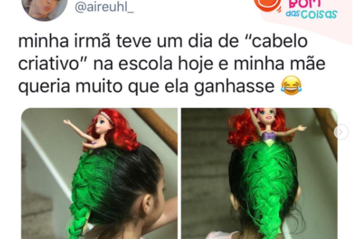 Mãe se empolga e faz penteado maluco