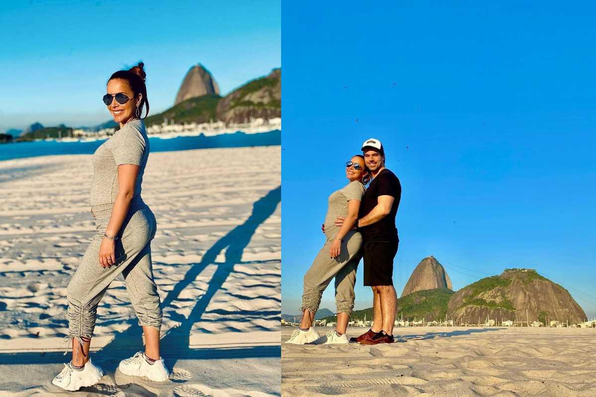 Renata Dominguez compartilhou essas fotos aos 3 meses de gestação