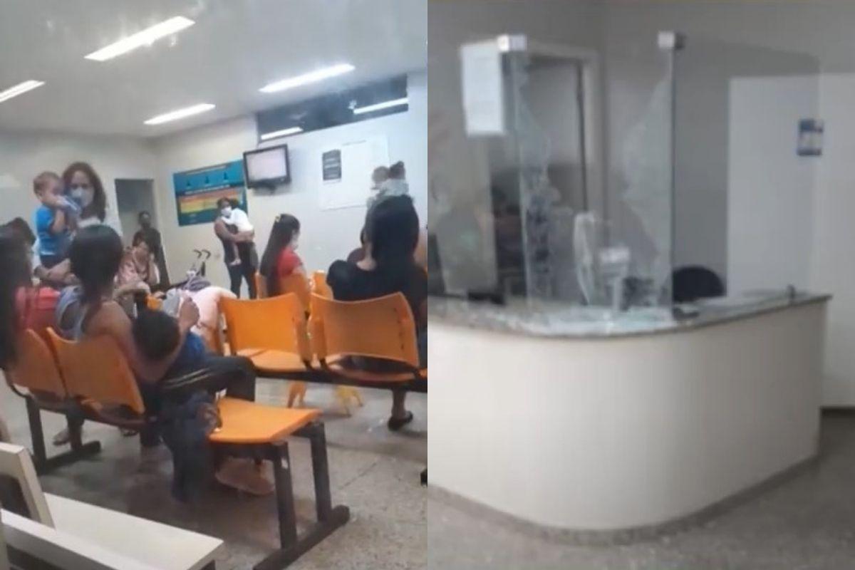 A mãe jogou uma pedra na enfermeira e quebrou o vidro