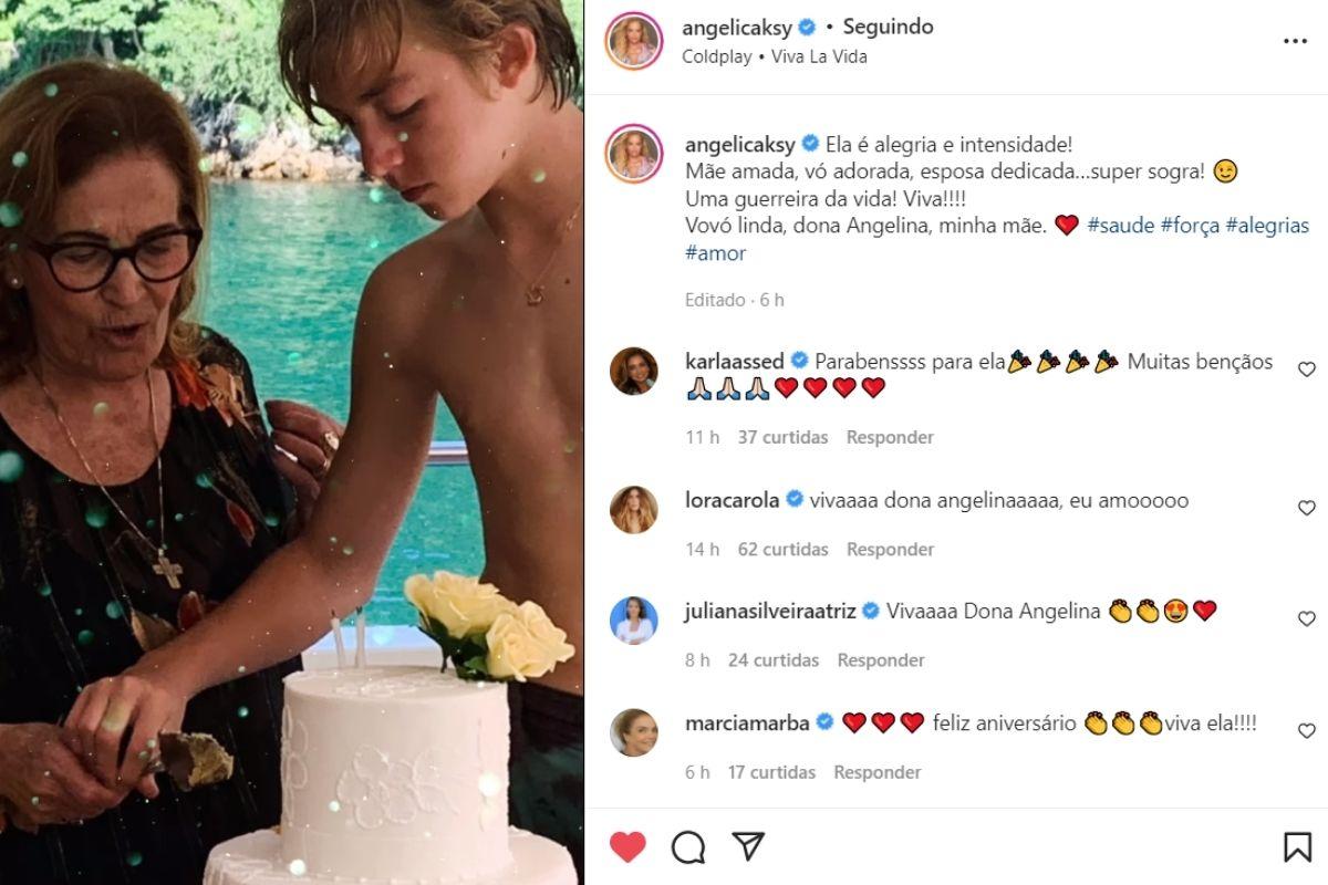 Post de Angélica para mãe, Dona Angelina