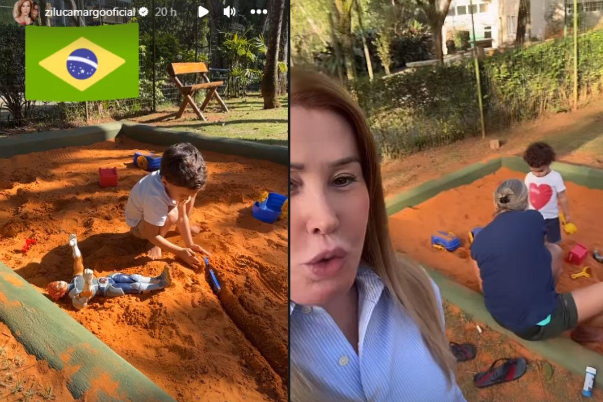 Zilu Camargo está no Brasil com os filhos
