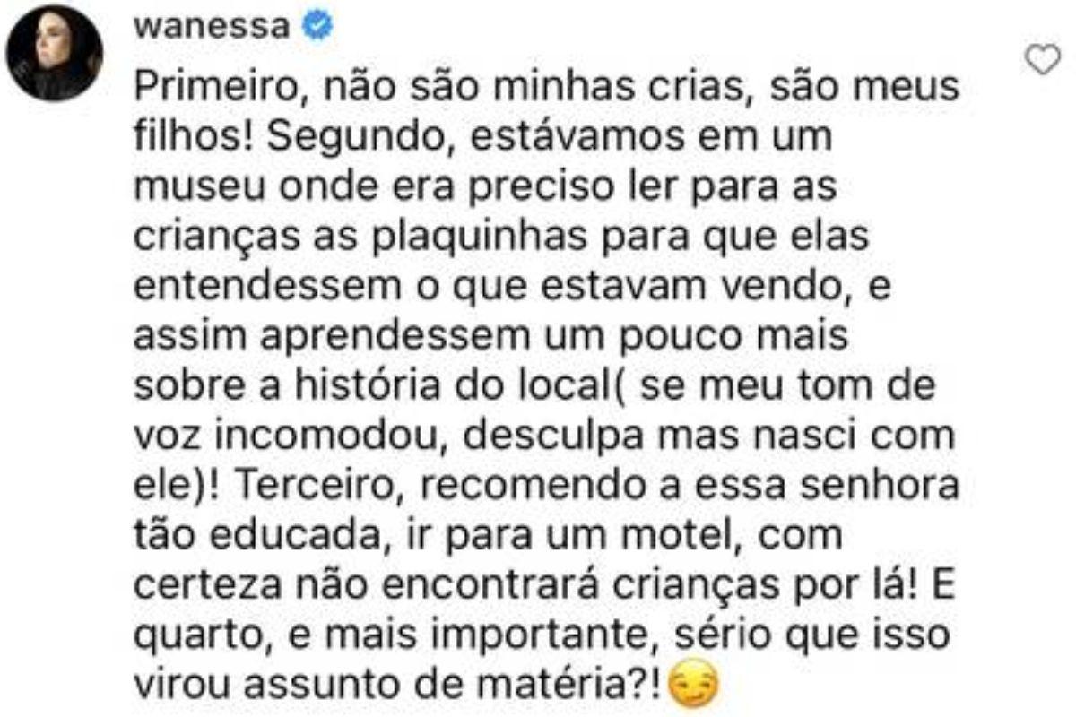 Resposta de Wanessa Camargo