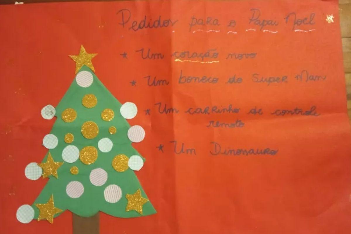 Lista de desejos que Gladson escreveu ao Papai Noel, já internado no Hospital Albert Einstein