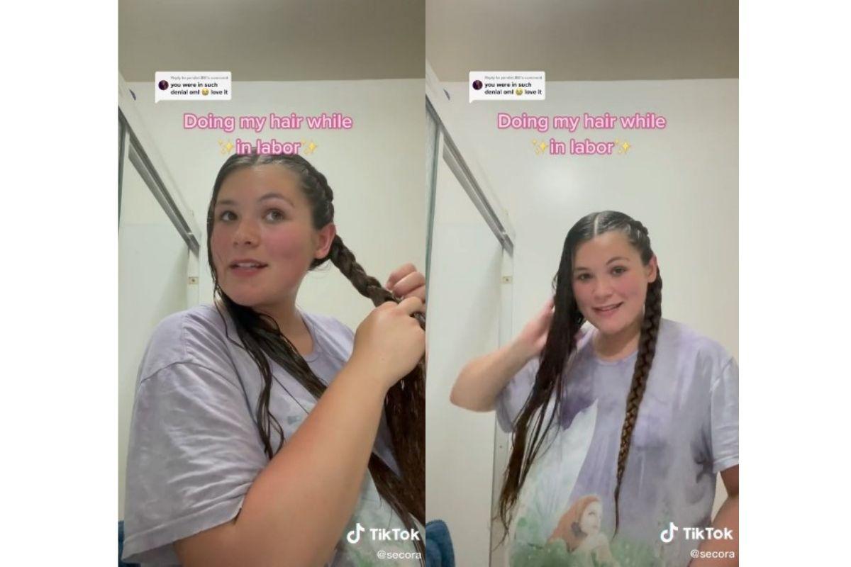 A mãe queria terminar de fazer a trança antes do parto