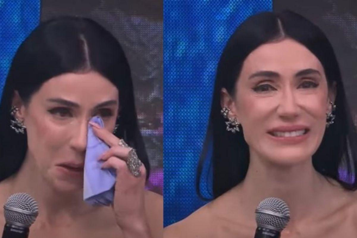 Michelle Barros durante o programa com o Faustão