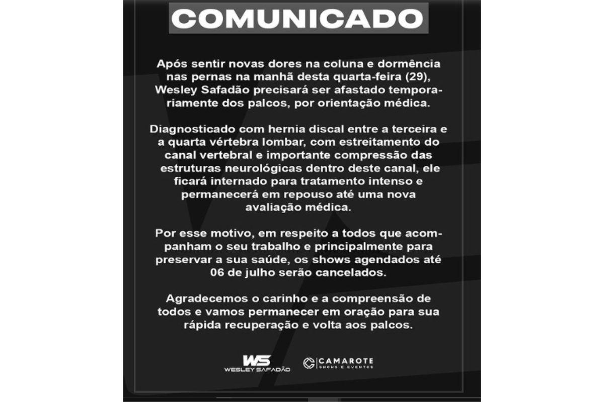Pronunciamento Wesley Safadão