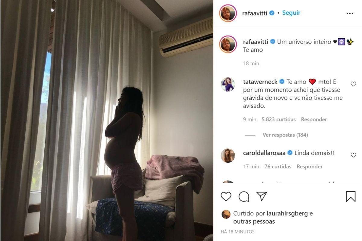 Rafael Vitti posta foto para comemorar aniversário de casamento e comentário de Tata Werneck rou