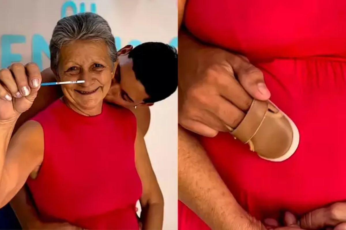 Idosa viraliza com chá revelação