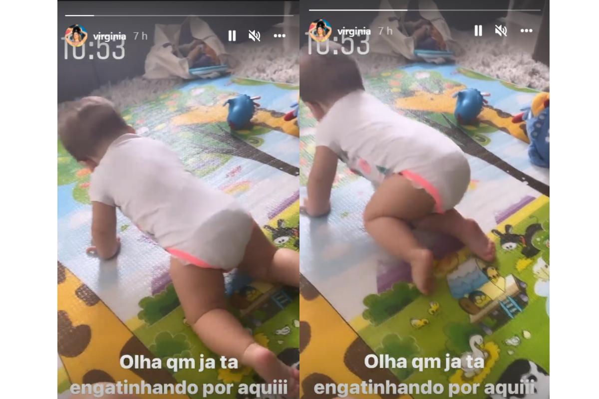 Maria Alice aparece engatinhando no vídeo