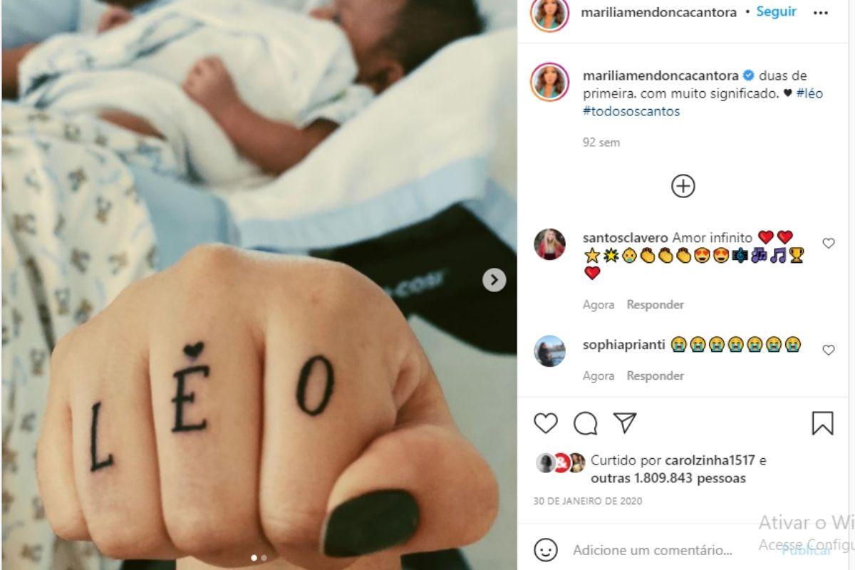 A cantora decidiu homenagear o primeiro filho
