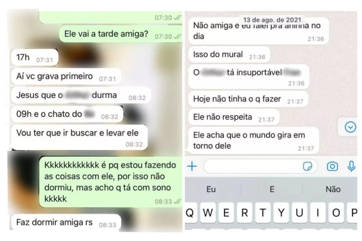 Mensagens enviadas pela profissional