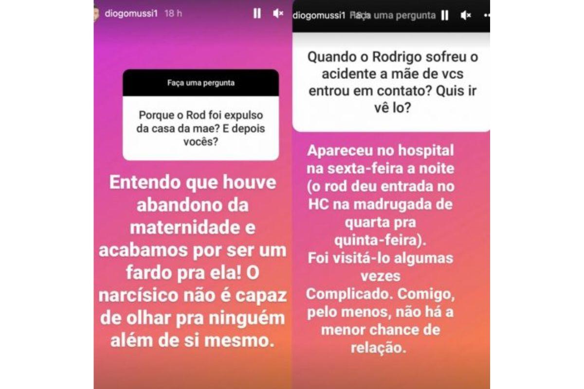 O Digo, irmão de Rodrigo Mussi, contou sobre a relação conturbada com a mãe