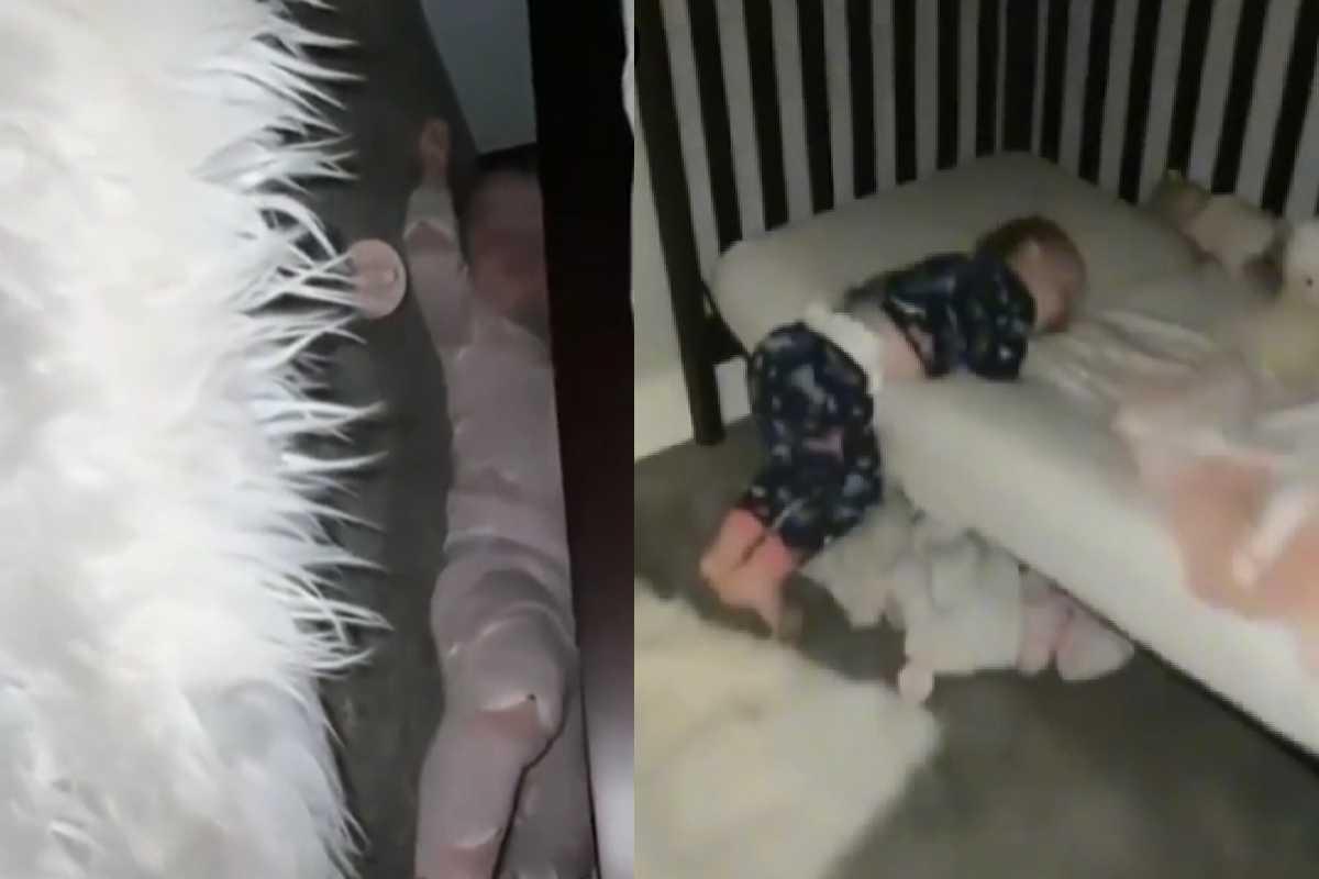 Oaklyn dormiu assim durante duas semanas quando fez a transição do berço para a cama