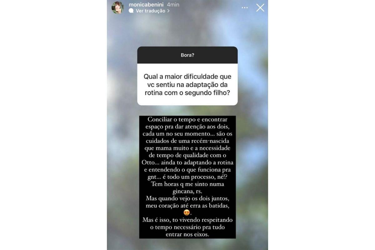 Monica Benini desabafou sobre rotina com os dois filhos