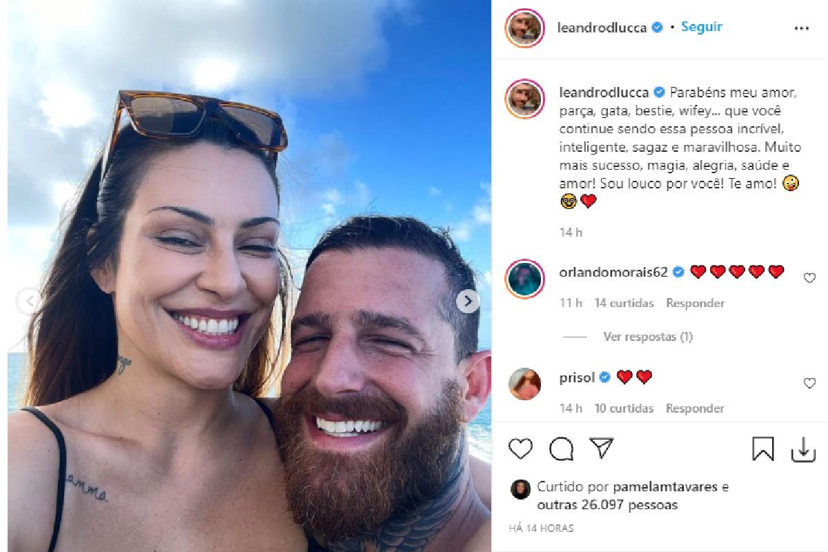 Leandro D'lucca, marido de Cleo Pires, também parabenizou a atriz pelos 39 anos