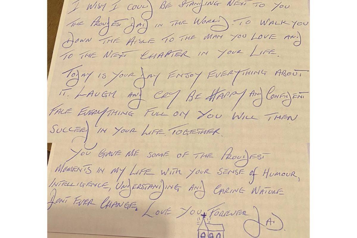 Pai deixa carta para filha ler no dia do casamento, noiva recebe carta do pai 20 anos após sua morte, pai com câncer deixa cartas para filha, mãe lê carta para filha que pai deixou antes de morrer