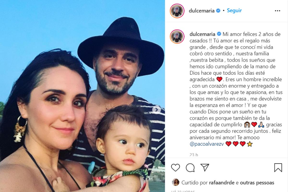 Dulce Maria ao lado da filha e do esposo