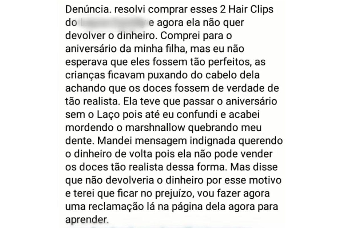 Tia de criança reclama nas redes sociais sobre brigadeiro 'falso'