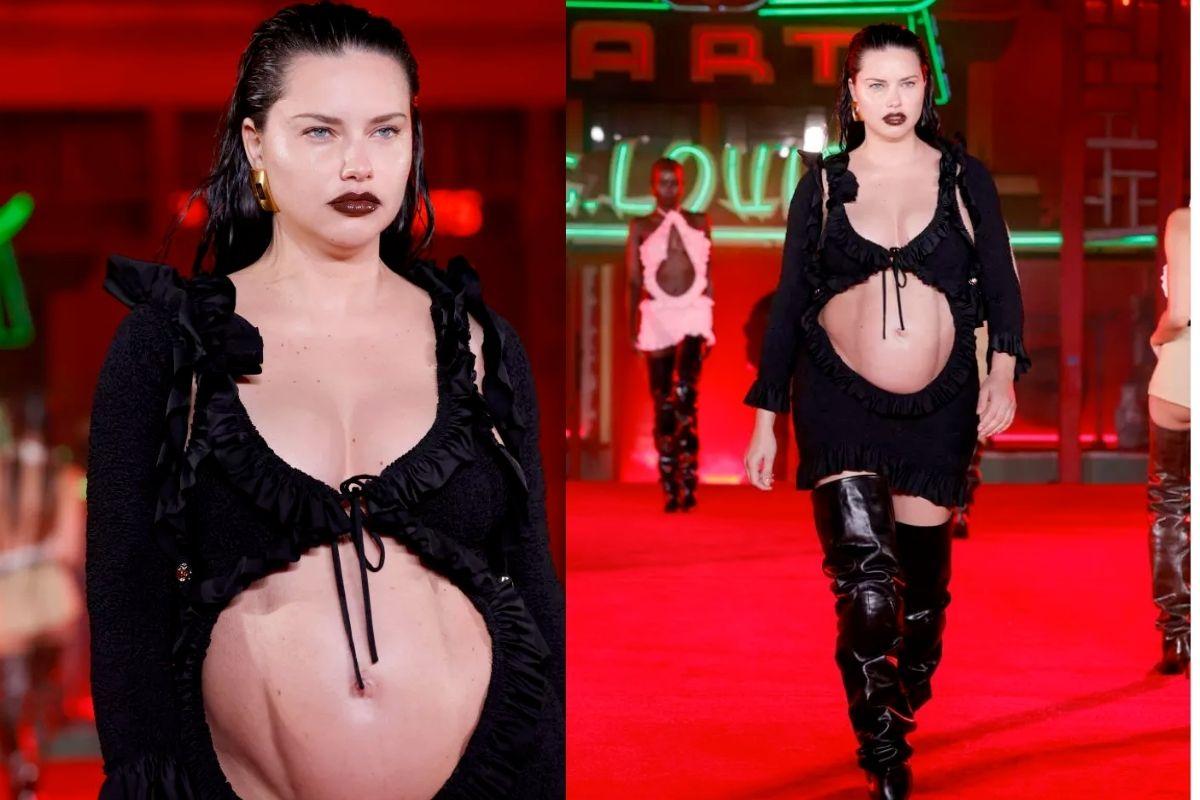 A modelo chamou atenção com a roupa dando foco a barriga