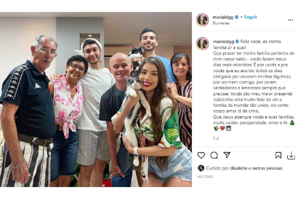 Maria Lina comemorou o Natal em família e falou sobre isso no Instagram