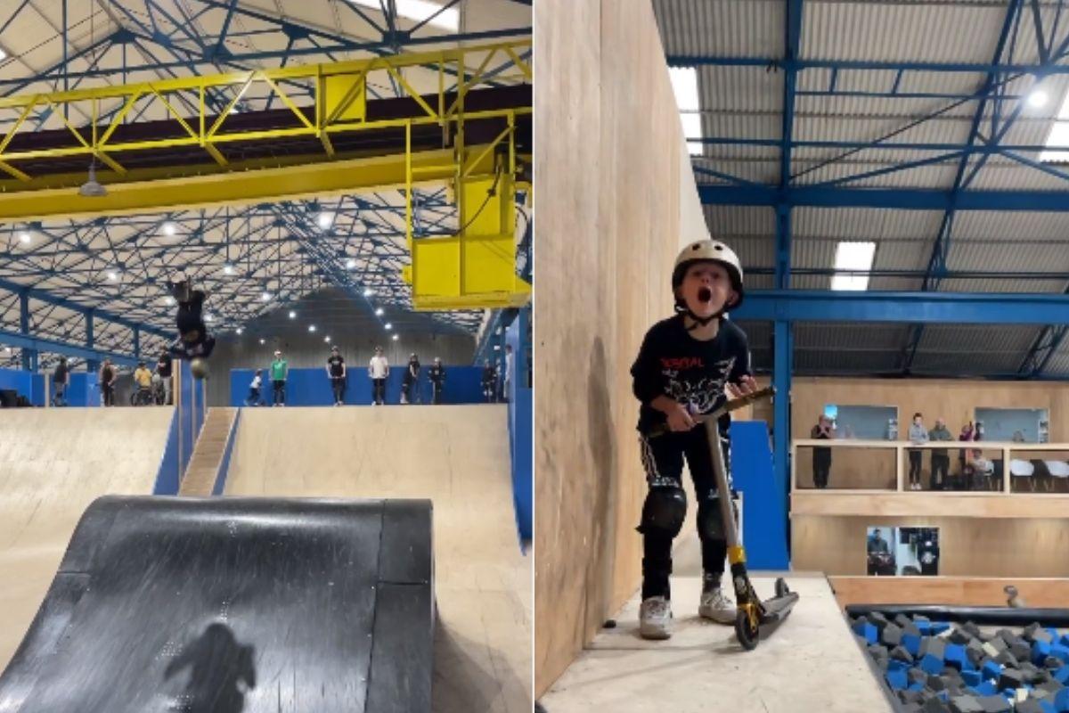 Menino de 10 anos se torna a pessoa mais jovem do mundo a dar salto duplo para trás utilizando um patinete