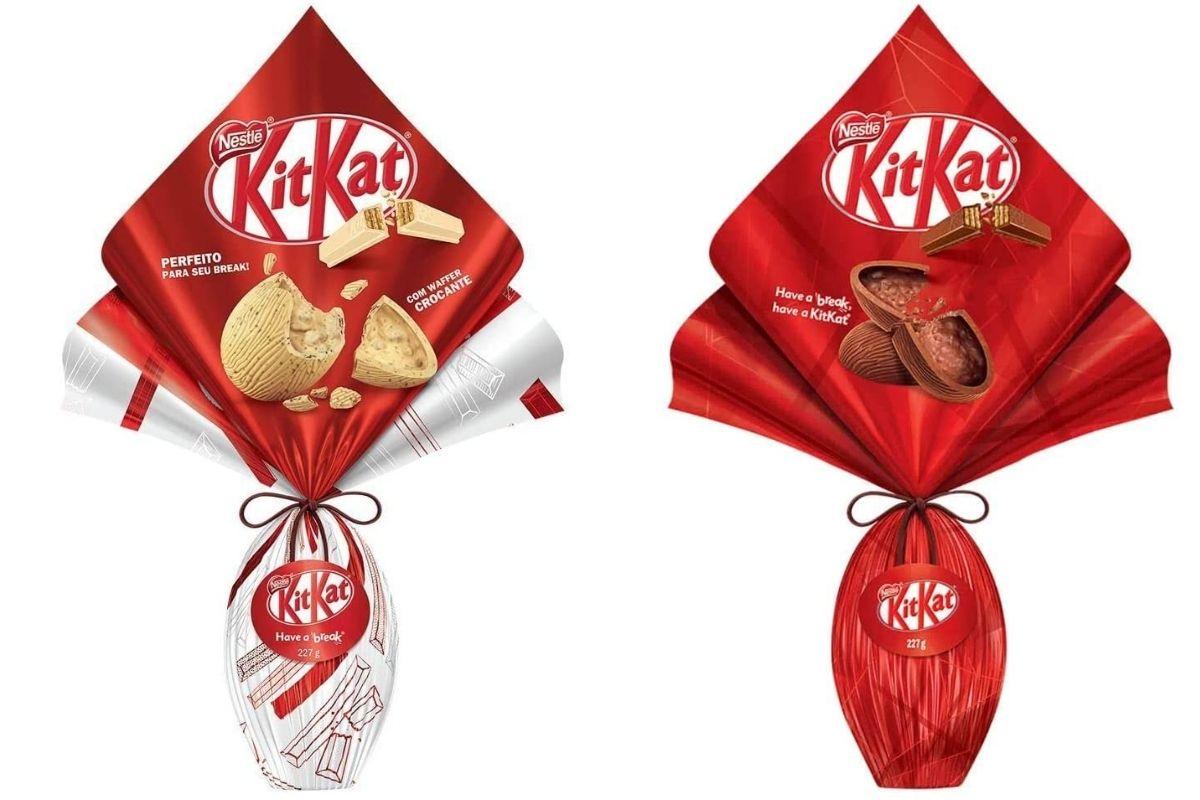 Ovos de Páscoa Kit Kat de chocolate branco e chocolate ao leite