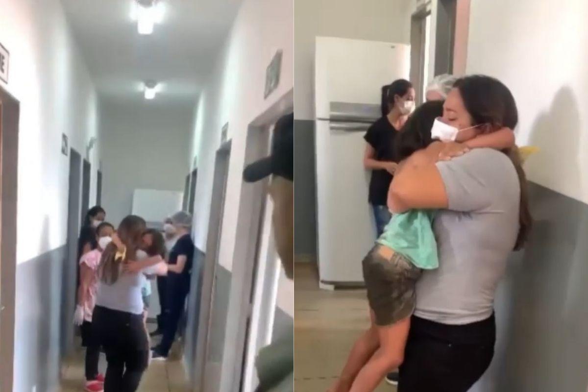 A mãe reencontrou as filhas desaparecidas depois de uma semana