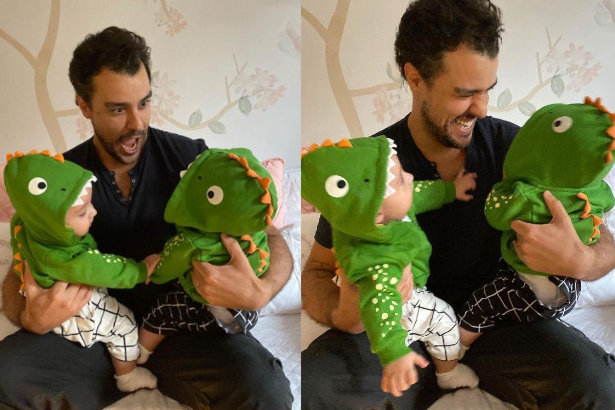 Joaquim se divertiu com a fantasia das filhas Pietra e Sophia