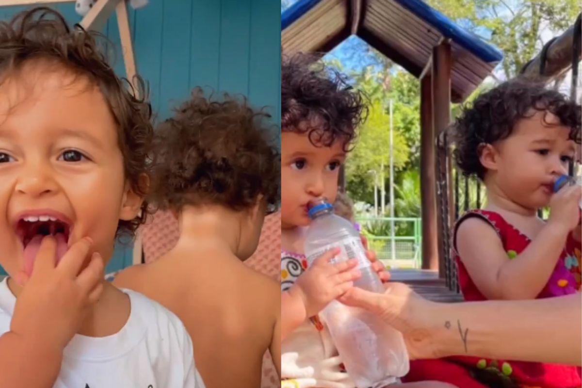 Momentos das filhas gêmeas de Nanda Costa