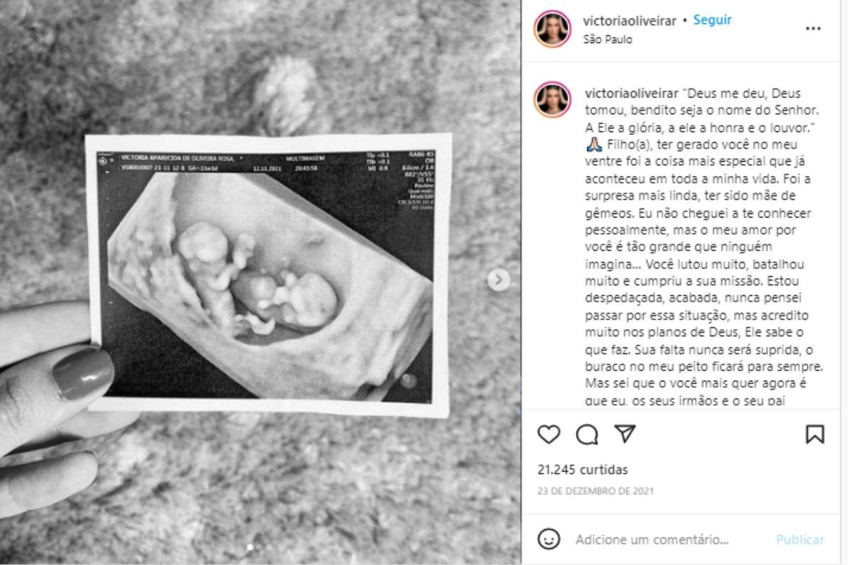 Victória lamentou a morte do filho