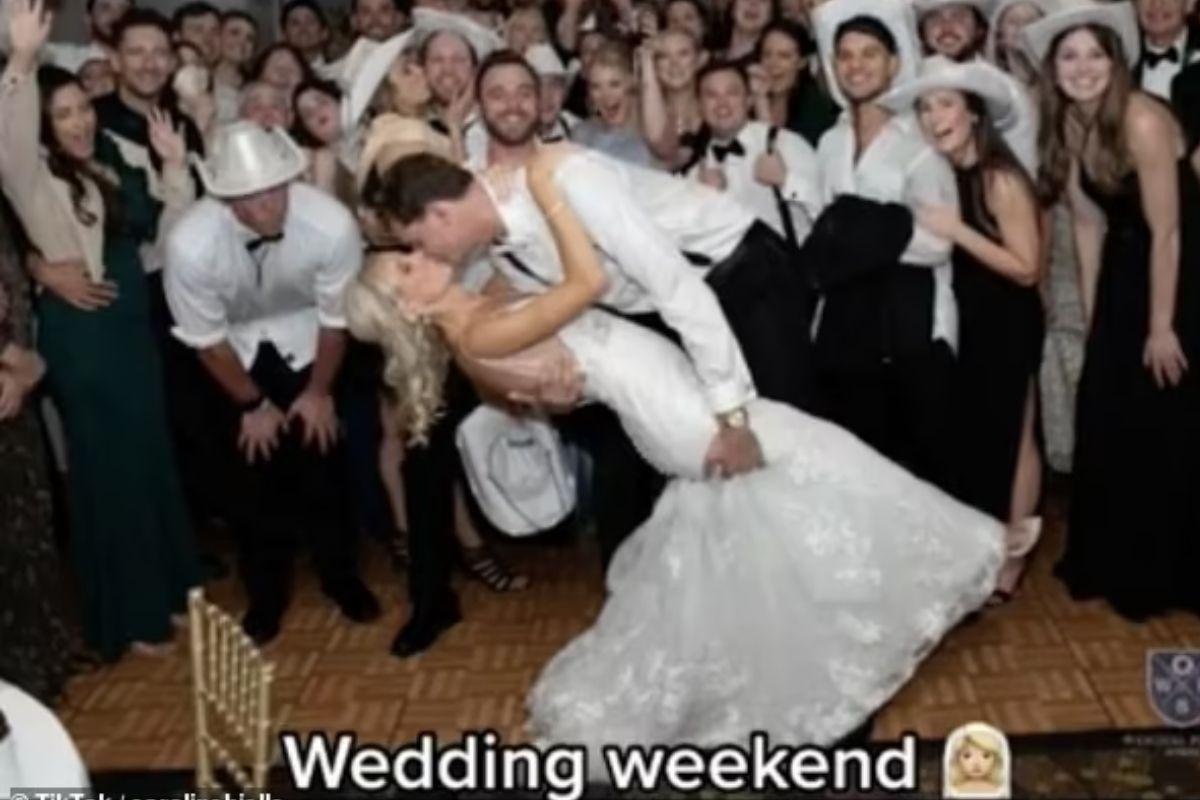 Caroline estava com a barriga super pequena no dia de seu casamento!