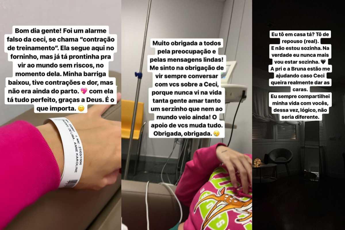 Karoline Lima explicou que teve contrações de treinamento e Ceci ainda não nasceu