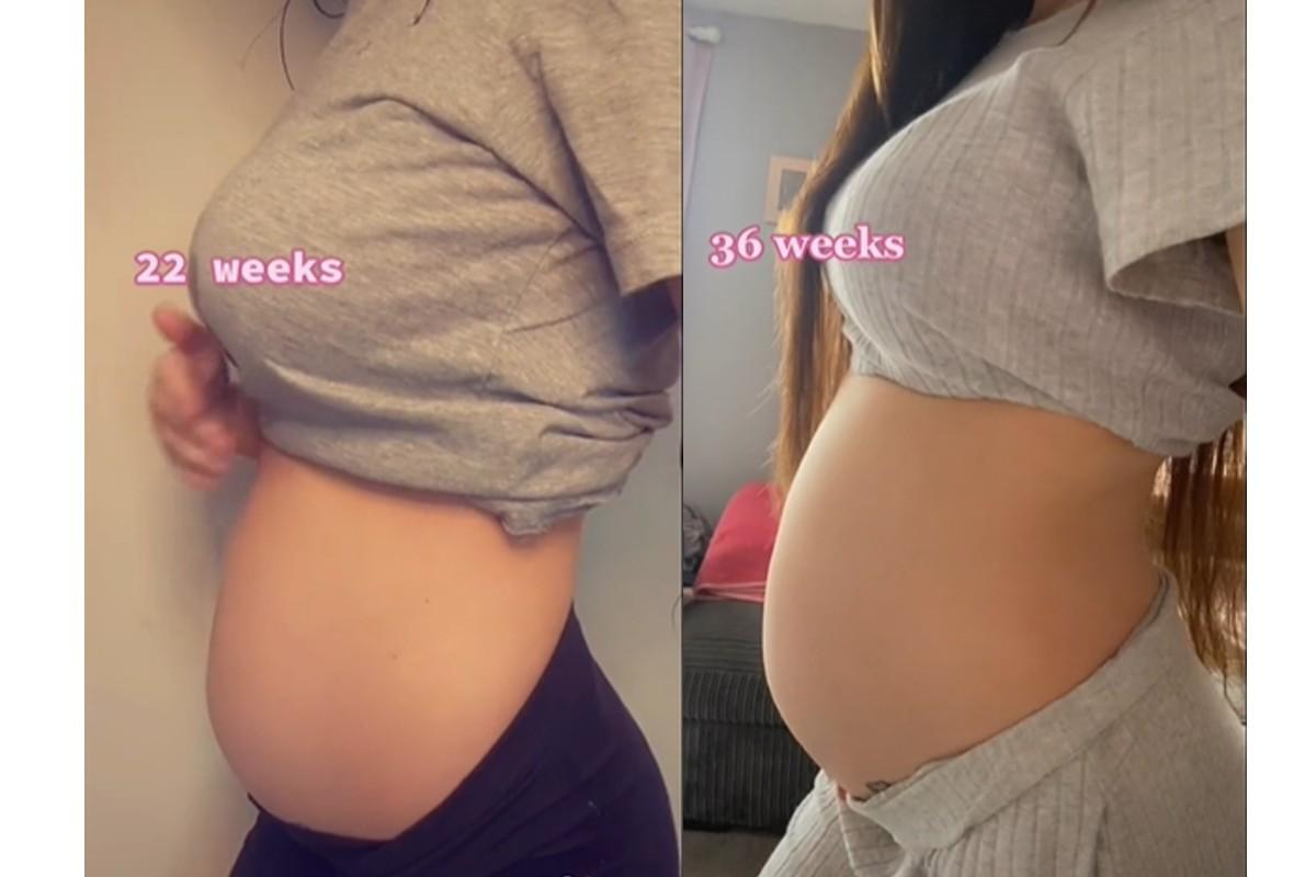 A mãe compartilhou no TikTok a evolução da barriga ao longo da gestação