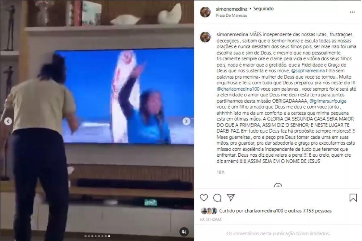 Simone parabenizou a filha, Sophia