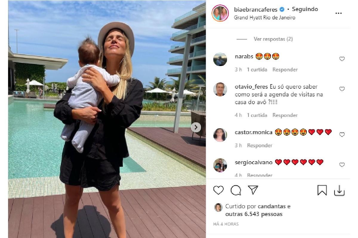 Bia Feres mostrou Isaac durante primeira viagem ao Rio de Janeiro