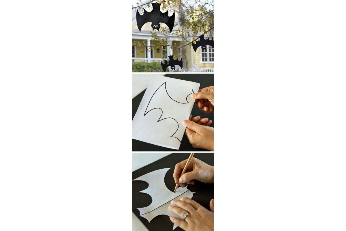 Decore a área externa da sua casa com desenhos de morcego para o Halloween