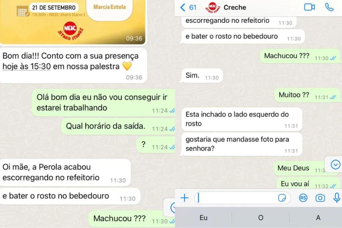 A mãe não sabe a hora exata do acidente