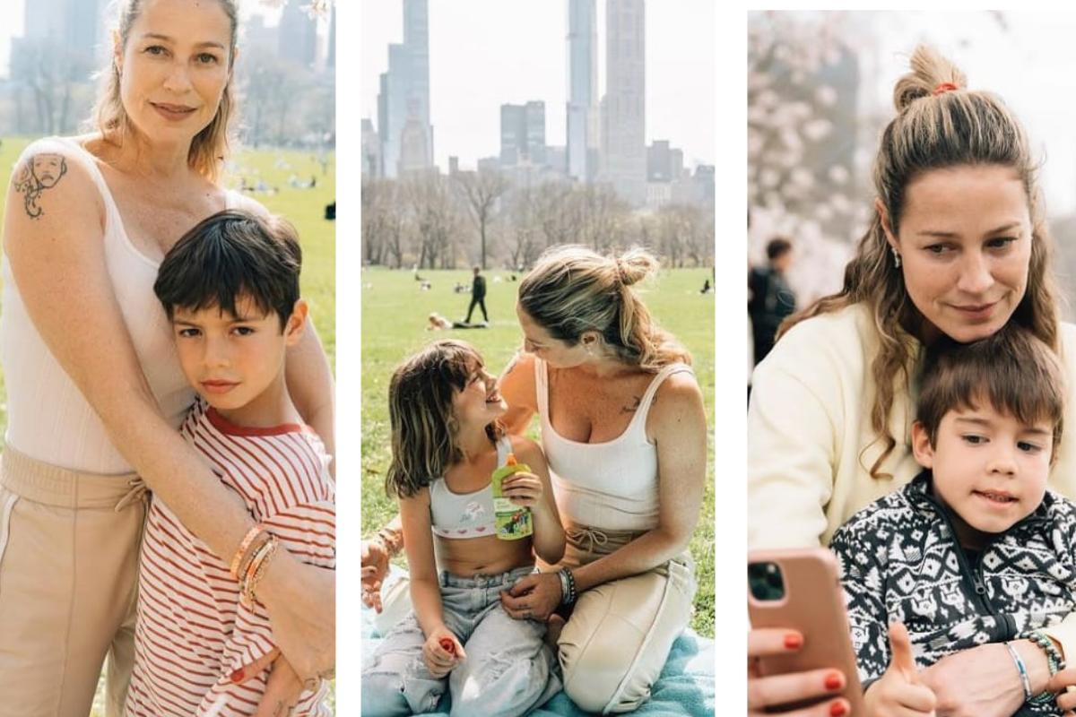 Luana Piovani com os filhos em New York
