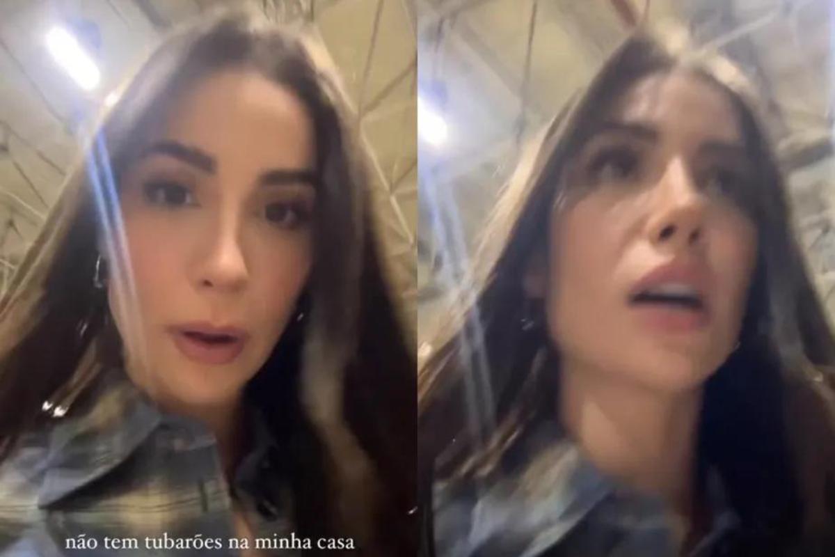 Bianca Andrade se pronunciando em seus stories sobre os tubarões em sua casa