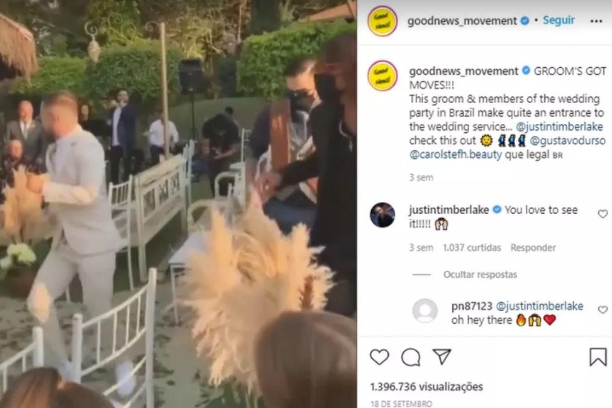 Justin Timberlake comenta vídeos de noivos brasileiros